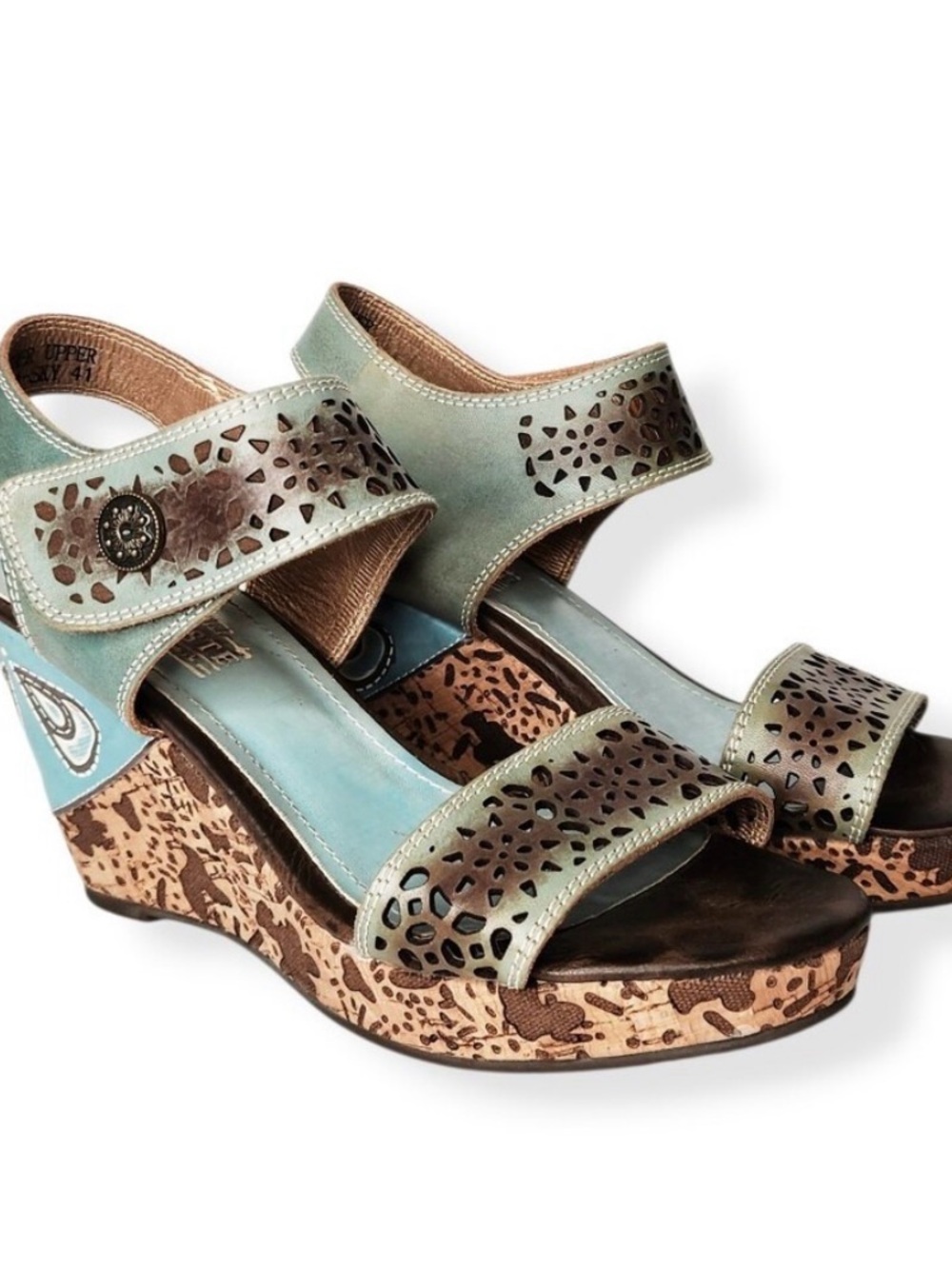 L'Artiste Spring Step Womens Allura Sky Blue Wedge Open Toe Sandals Size 41 10